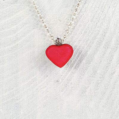 Colgante-collar de corazón - Rosa iridiscente, SKU765