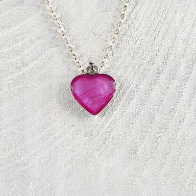 Colgante-collar de corazón - Violeta iridiscente, SKU766