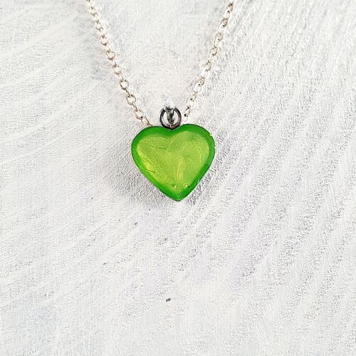 Heart pendant-nekclace - Iridescent green ,SKU768