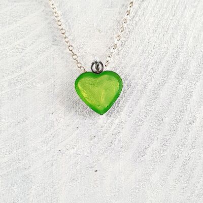 Heart pendant-neckclace - Iridescent green ,SKU768