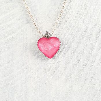 Collier pendentif coeur - Barbe à papa rose ,SKU770