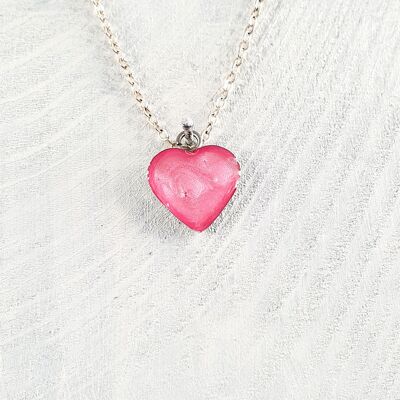 Collier pendentif coeur - Barbe à papa rose ,SKU770