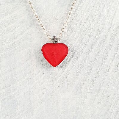 Herz-Anhänger-Halskette - Rote Perle ,SKU772