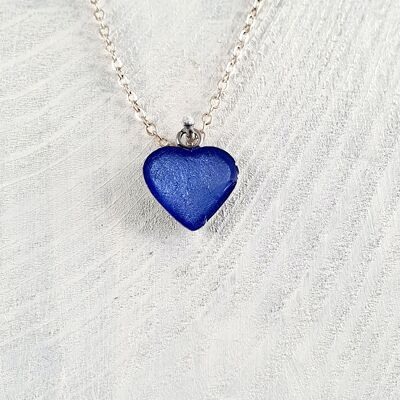 Herz-Anhänger-Halskette - Kornblumenblau ,SKU773