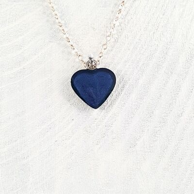 Colgante-collar de corazón - Perla azul oscuro, SKU777