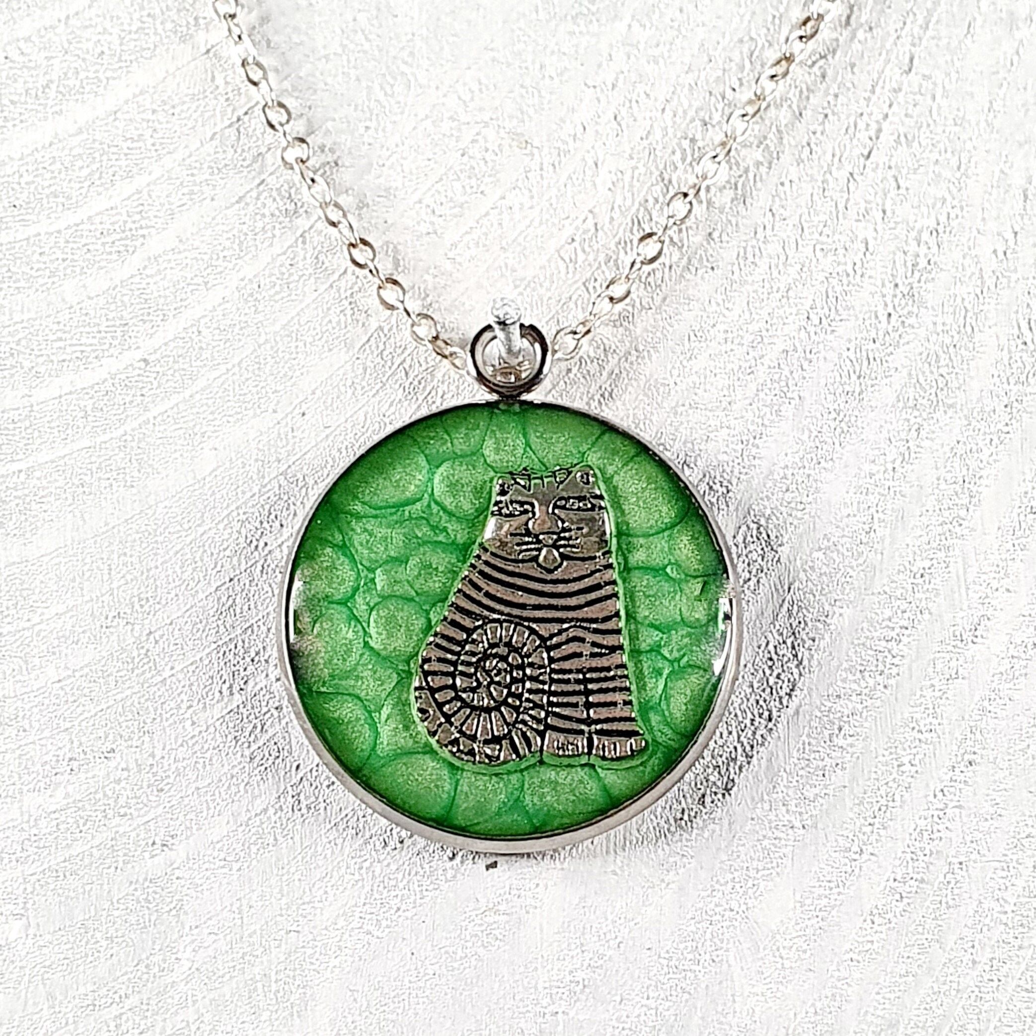 Collana con ciondolo Fat Cat - Smeraldo, SKU787