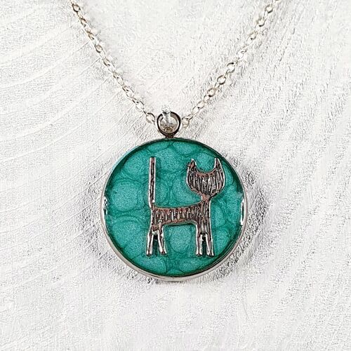 Cat pendant necklace - Turquoise ,SKU792