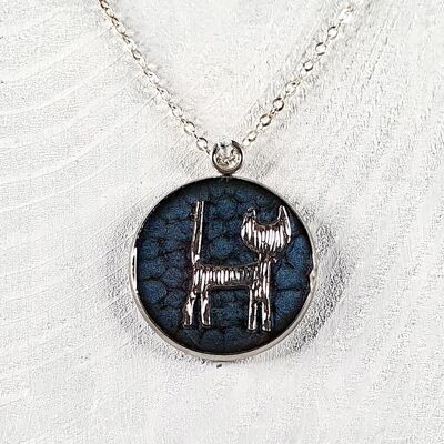 Halskette mit Katzenanhänger - Nachtblau ,SKU793