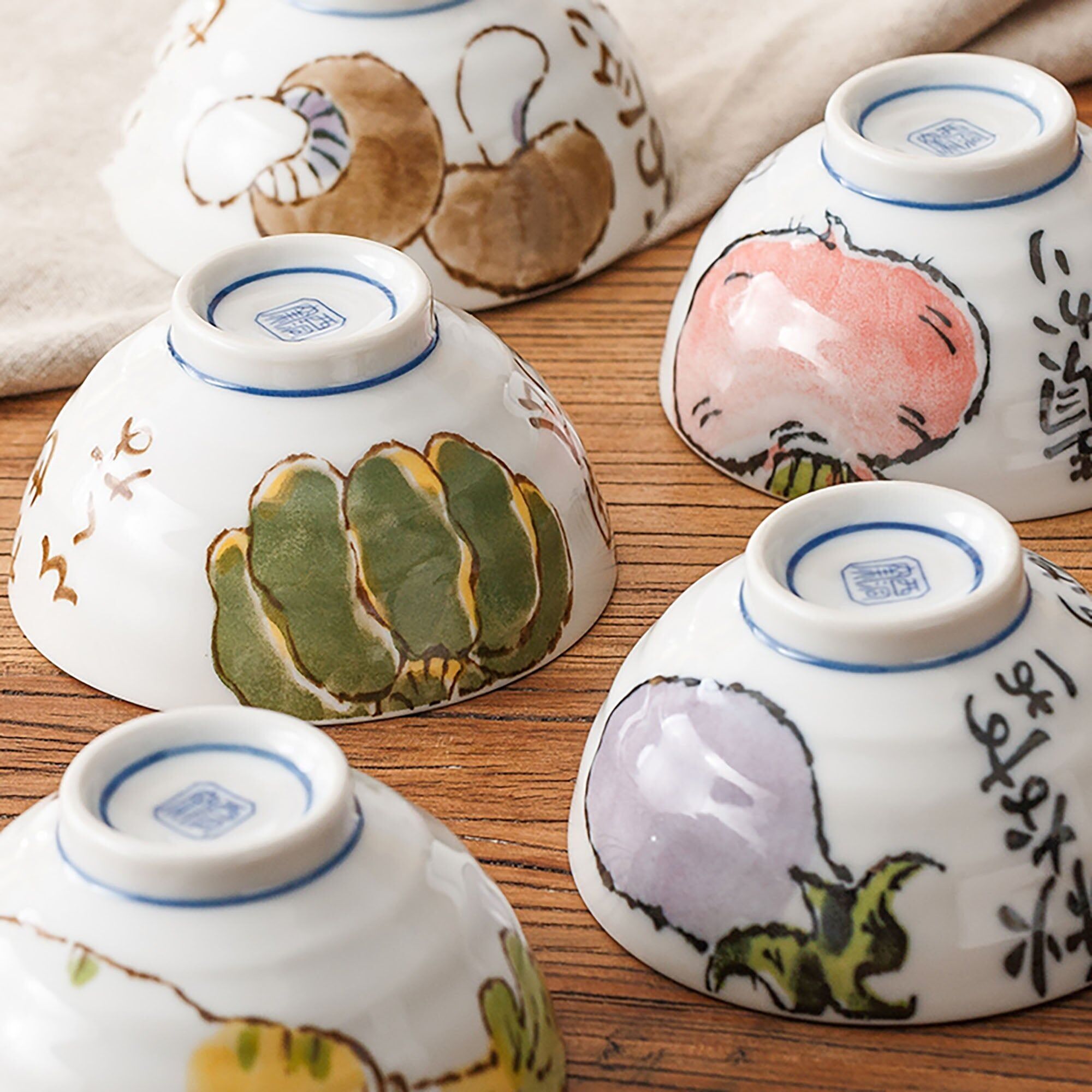 Rice bowl with cute vegetable pattern