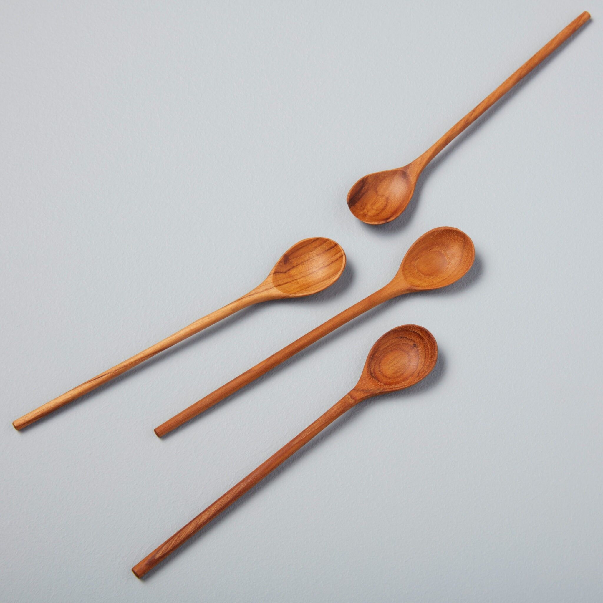 Teak Thin Spoons, Medium, Set of 4