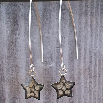 Aretes largos con forma de estrella y alambre - Onyx, SKU906