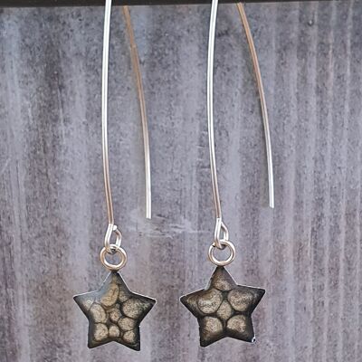 Long wire drop star earrings - Onyx ,SKU906