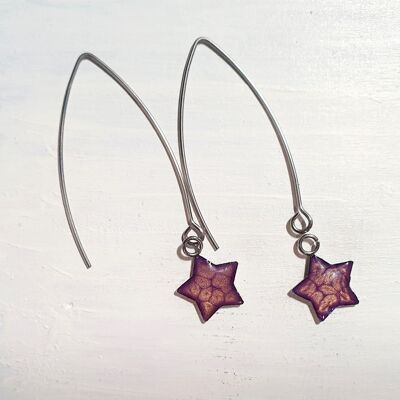 Boucles d'oreilles longues en forme d'étoile à fil - Violet ,SKU908