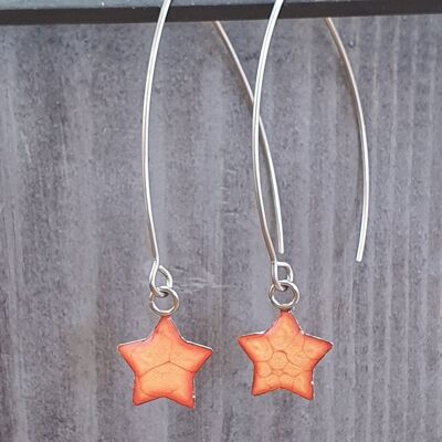 Boucles d'oreilles étoile à fil long - Orange ,SKU910