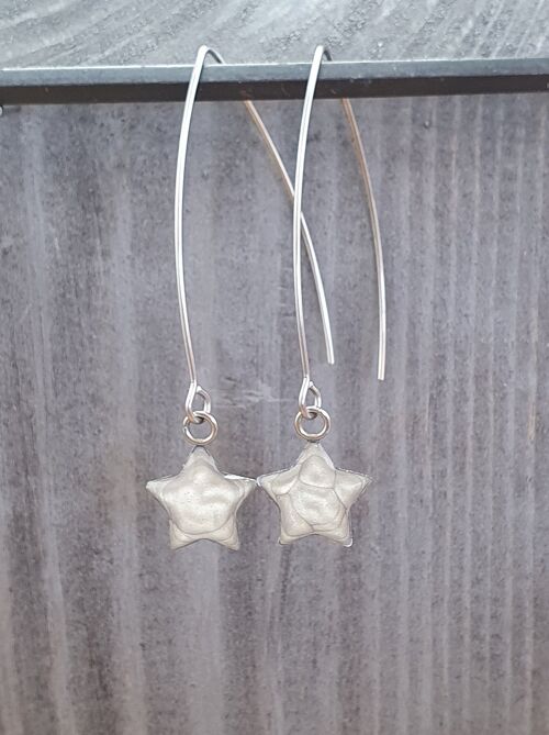 Long wire drop star earrings - Ice blue ,SKU915