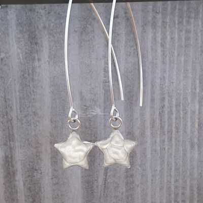 Long wire drop star earrings - Ice blue ,SKU915