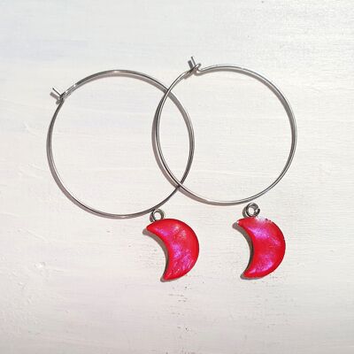 Moons on Round wire drop earrings - ice ,SKU1000