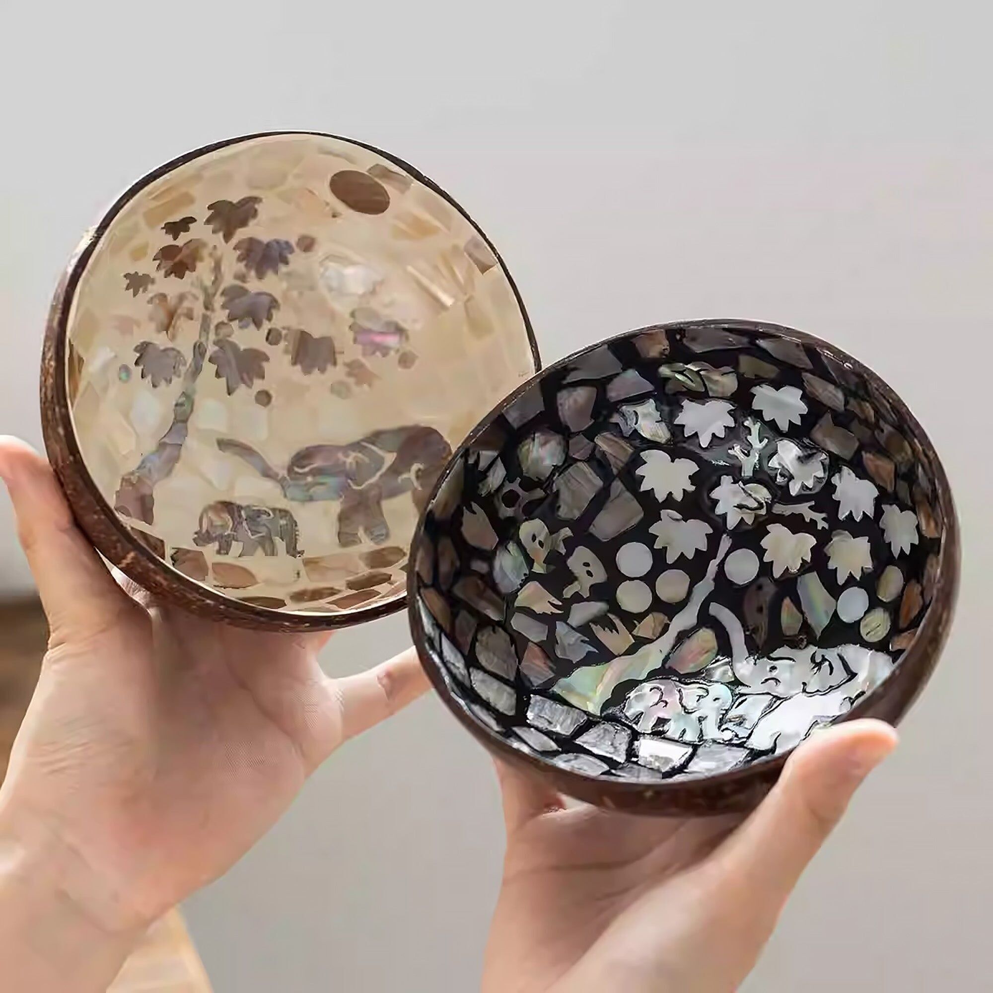 Handmade bowl in coconut and mother-of-pearl