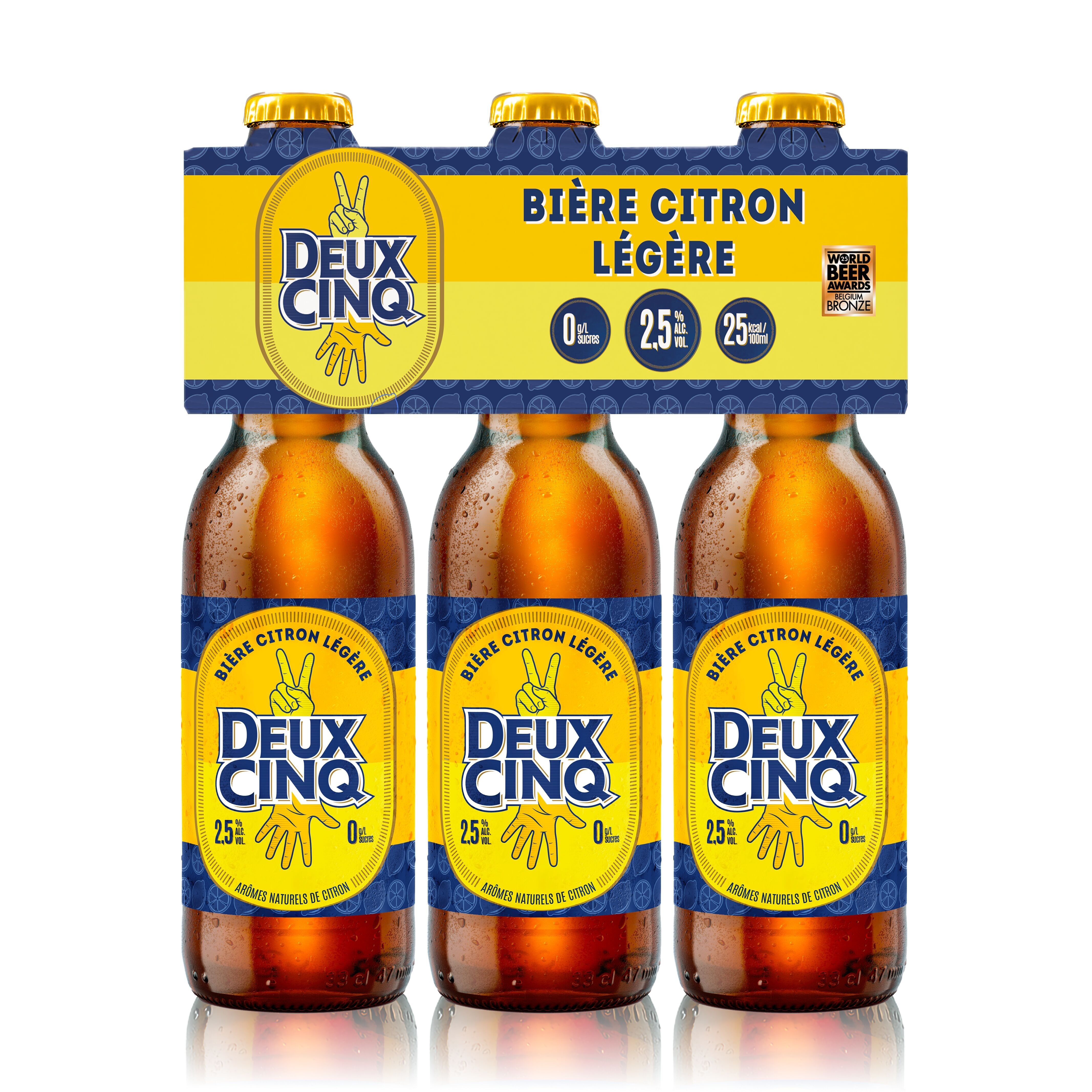Light Lemon Beer - Tripack 3 x 33 cl - Deux Cinq - 2.5% - Sugar Free