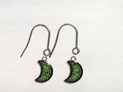 Moon drop earrings with short wires - Leaf ,SKU1056
