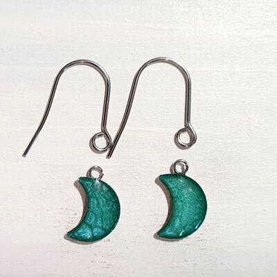 Boucles d'oreilles goutte de lune avec fils courts - Turquoise ,SKU1061