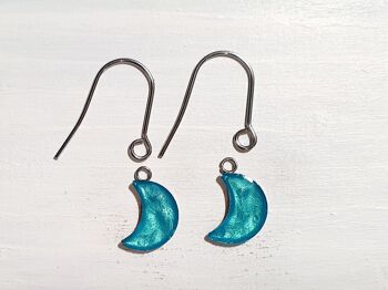 Boucles d'oreilles goutte de lune avec fils courts - Bleu nuit ,SKU1062