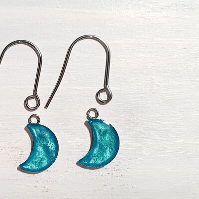 Moon drop earrings with short wires - Onyx ,SKU1063