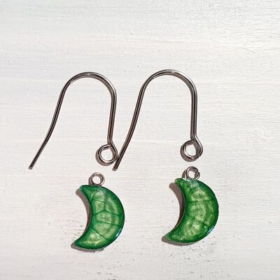 Orecchini pendenti luna con fili corti - Smeraldo ,SKU1064