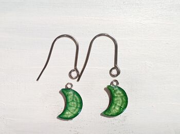 Boucles d'oreilles goutte de lune avec fils courts - Émeraude ,SKU1064