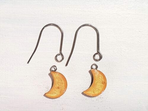 Moon drop earrings with short wires - Gold ,SKU1069