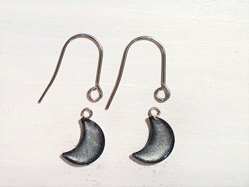Moon drop earrings with short wires - Silver ,SKU1070