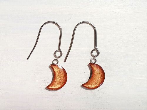 Moon drop earrings with short wires - Copper ,SKU1071