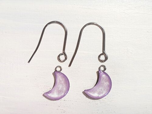 Moon drop earrings with short wires - Lilac pearl ,SKU1074