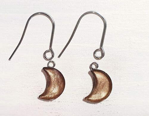 Moon drop earrings with short wires - Latte pearl ,SKU1076