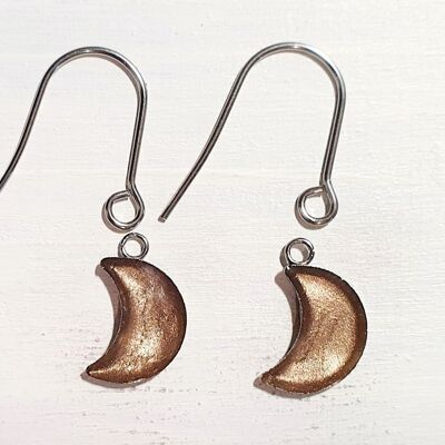 Moon drop earrings with short wires - Latte pearl ,SKU1076