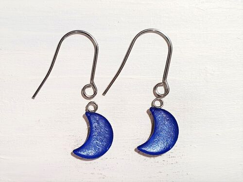 Moon drop earrings with short wires - Cornflower pearl ,SKU1080