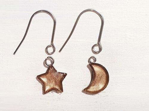 Star/Moon drop earrings with short wires - Marine ,SKU1088