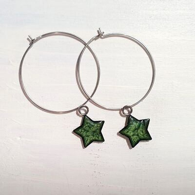 Aretes colgantes Stars on Round de alambre - hoja, SKU1115