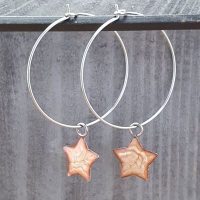 Aretes colgantes Stars on Round de alambre - rosa, SKU1118