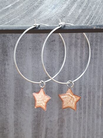 Boucles d'oreilles pendantes Étoiles sur fil rond - rose ,SKU1118