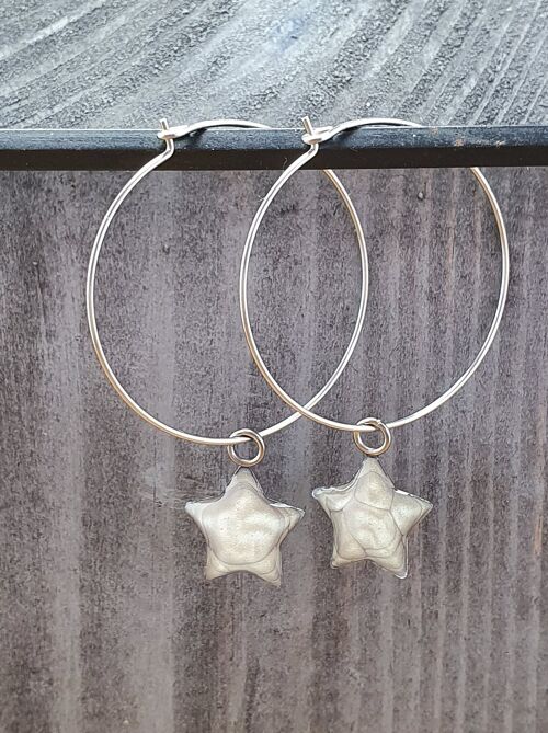 Stars on Round wire drop earrings - ice ,SKU1120