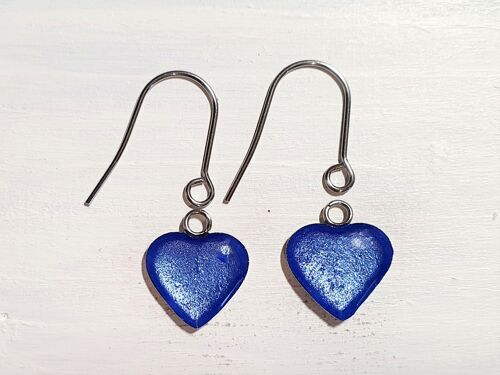 Heart drop earrings with short wires - Cornflower pearl ,SKU1167