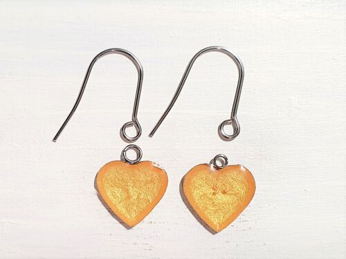 Heart drop earrings with short wires - Gold ,SKU1168