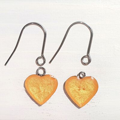 Heart drop earrings with short wires - Gold ,SKU1168