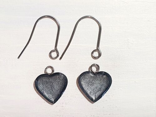 Heart drop earrings with short wires - Silver ,SKU1169