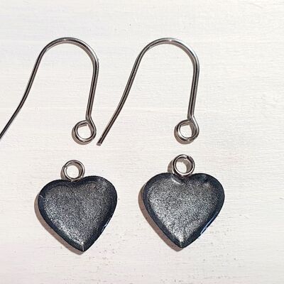 Heart drop earrings with short wires - Silver ,SKU1169