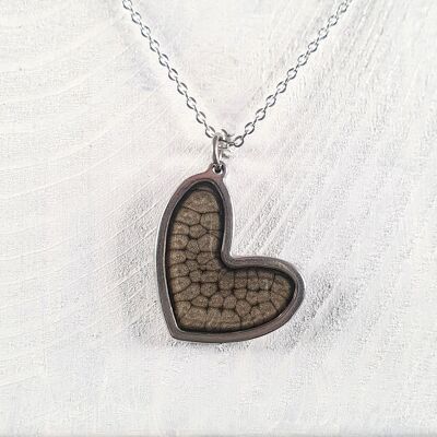 Off set heart shaped pendant-necklaces - Onyx ,SKU1177