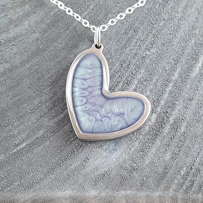 Off set heart shaped pendant-necklaces - Navy ,SKU1179