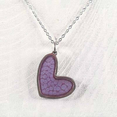 Off set heart shaped pendant-necklaces - Violet ,SKU1181