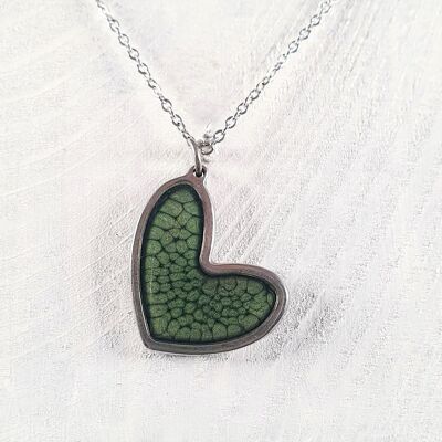 Off set heart shaped pendant-necklaces - Leaf ,SKU1182